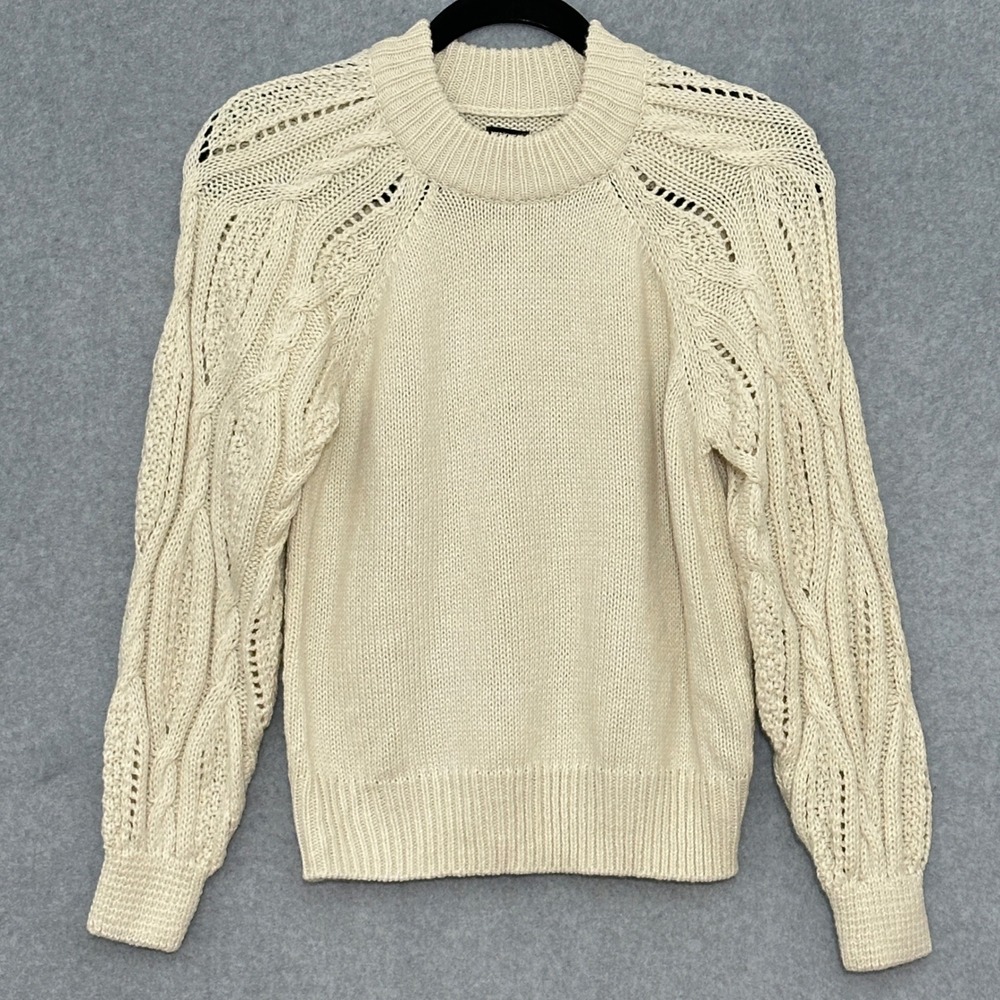 Who What Wear Womens Sweater XL Ivory Cream Chunky Cable Scandi Soft Girl Cozy